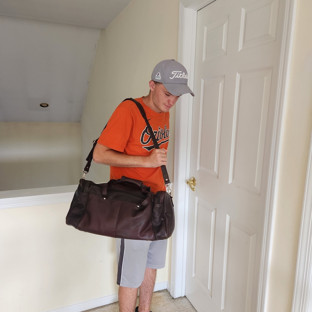 Elegant Brown Leather Duffel Bag for Men